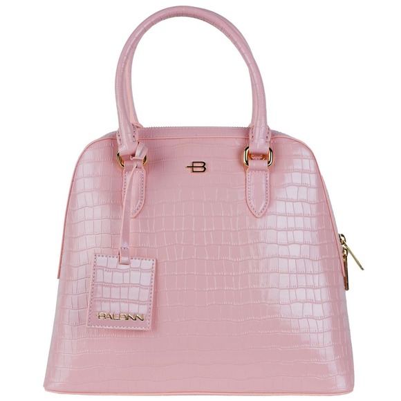 Baldinini Trend Pink Python-Print Calfskin Handbag